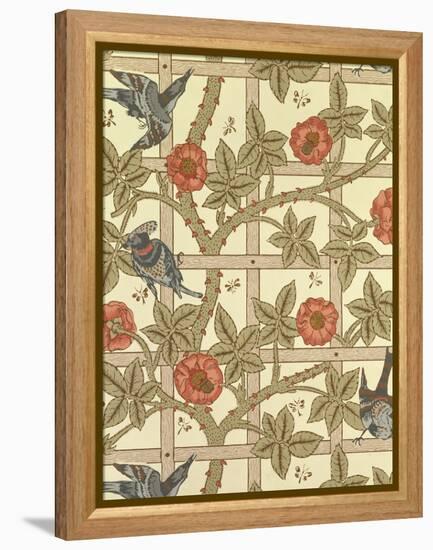 Blue and Orange Trellis Wallpaper Design, 1864-William Morris-Framed Premier Image Canvas