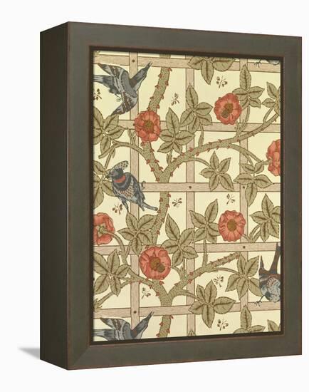 Blue and Orange Trellis Wallpaper Design, 1864-William Morris-Framed Premier Image Canvas