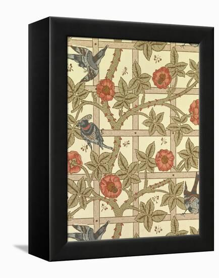 Blue and Orange Trellis Wallpaper Design, 1864-William Morris-Framed Premier Image Canvas