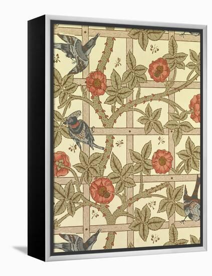 Blue and Orange Trellis Wallpaper Design, 1864-William Morris-Framed Premier Image Canvas