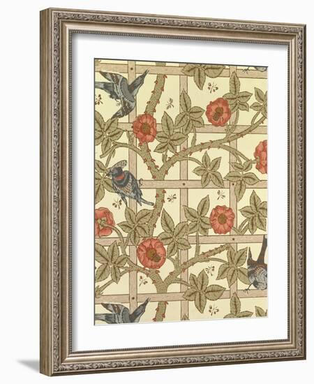 Blue and Orange Trellis Wallpaper Design, 1864-William Morris-Framed Giclee Print