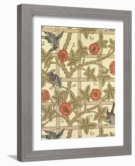 Blue and Orange Trellis Wallpaper Design, 1864-William Morris-Framed Giclee Print