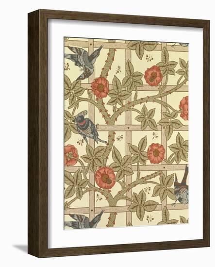 Blue and Orange Trellis Wallpaper Design, 1864-William Morris-Framed Giclee Print