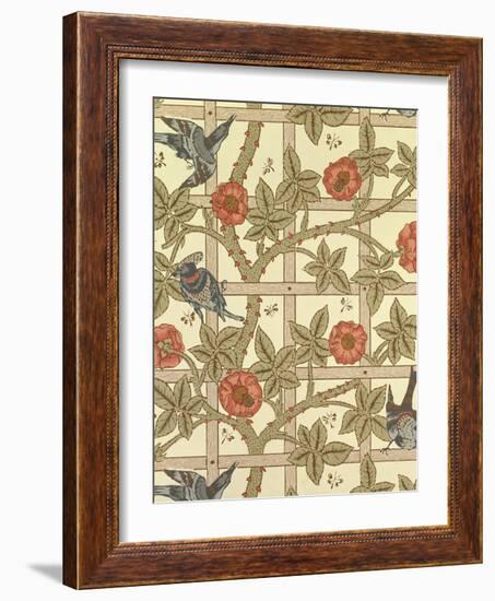 Blue and Orange Trellis Wallpaper Design, 1864-William Morris-Framed Giclee Print