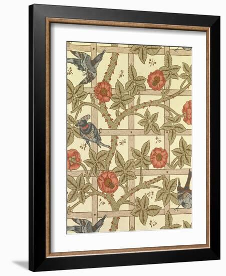 Blue and Orange Trellis Wallpaper Design, 1864-William Morris-Framed Giclee Print