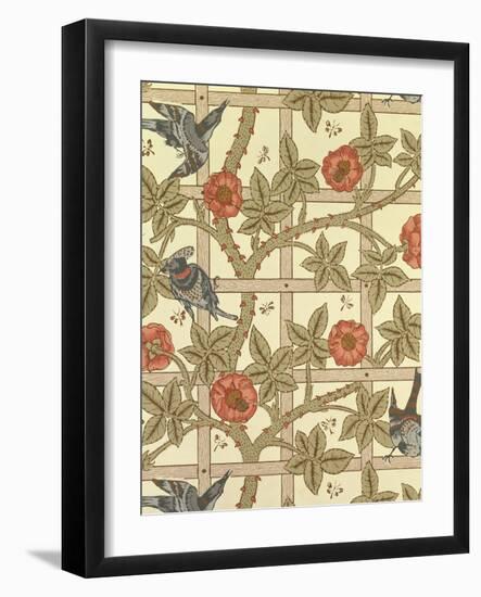 Blue and Orange Trellis Wallpaper Design, 1864-William Morris-Framed Giclee Print