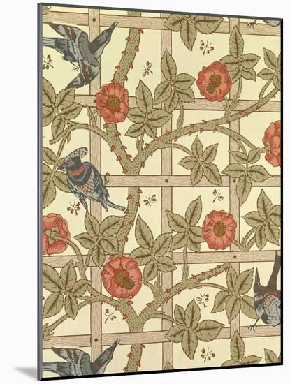 Blue and Orange Trellis Wallpaper Design, 1864-William Morris-Mounted Giclee Print