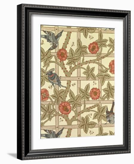 Blue and Orange Trellis Wallpaper Design, 1864-William Morris-Framed Giclee Print