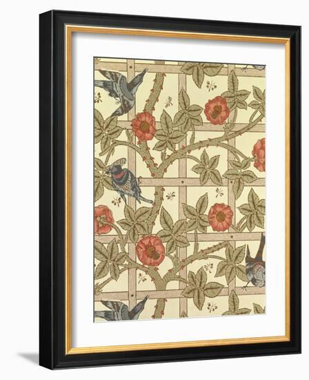 Blue and Orange Trellis Wallpaper Design, 1864-William Morris-Framed Giclee Print