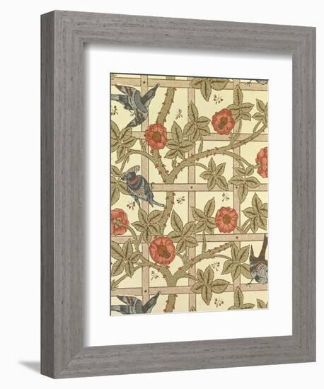 Blue and Orange Trellis Wallpaper Design, 1864-William Morris-Framed Giclee Print