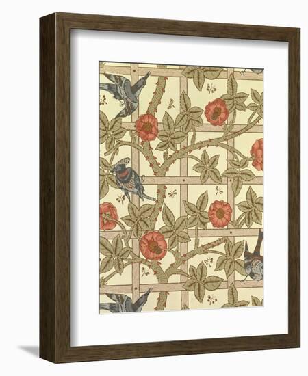 Blue and Orange Trellis Wallpaper Design, 1864-William Morris-Framed Giclee Print