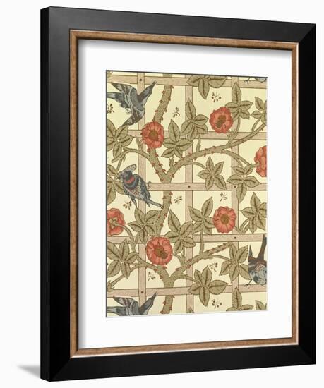 Blue and Orange Trellis Wallpaper Design, 1864-William Morris-Framed Giclee Print