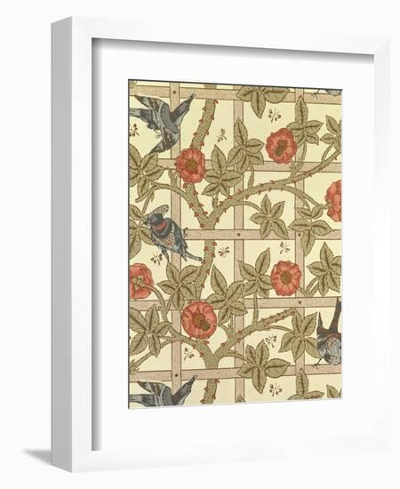 Blue and Orange Trellis Wallpaper Design, 1864-William Morris-Framed Giclee Print