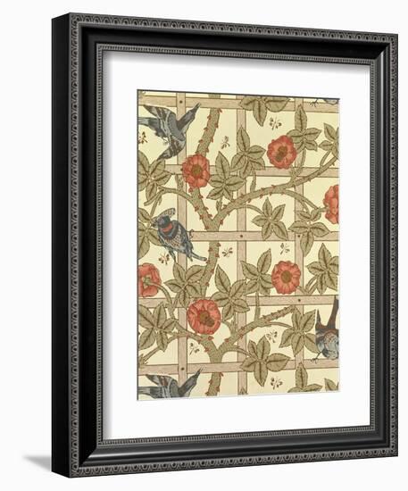 Blue and Orange Trellis Wallpaper Design, 1864-William Morris-Framed Giclee Print