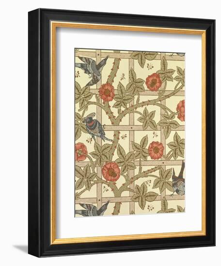 Blue and Orange Trellis Wallpaper Design, 1864-William Morris-Framed Giclee Print