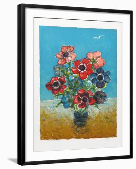 Blue and Red Flowers-Henri Westel-Framed Limited Edition