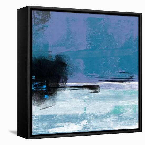 Blue and White Abstract Composition II-Alma Levine-Framed Stretched Canvas