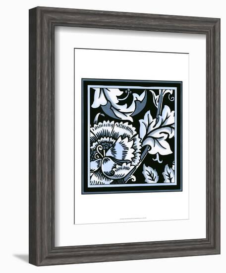 Blue and White Floral Motif III-Vision Studio-Framed Art Print