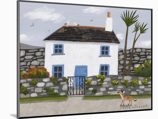 Blue and White House, Whippet and Gulls-Sophie Harding-Mounted Giclee Print