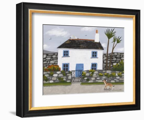 Blue and White House, Whippet and Gulls-Sophie Harding-Framed Giclee Print