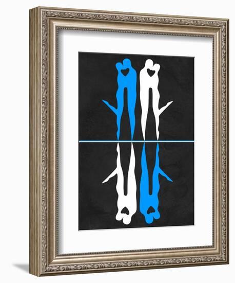 Blue and White Kiss-Felix Podgurski-Framed Art Print