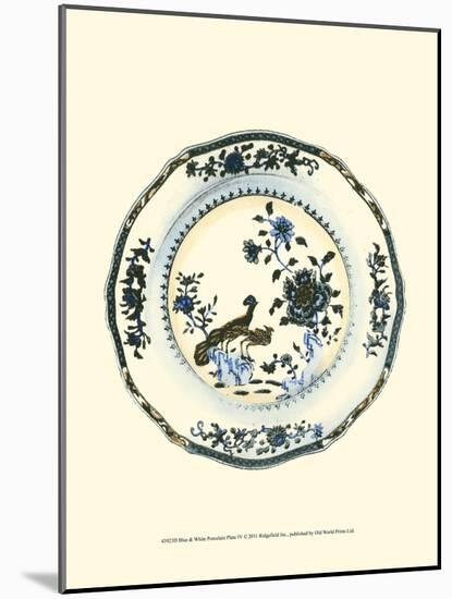 Blue and White Porcelain Plate IV-null-Mounted Art Print