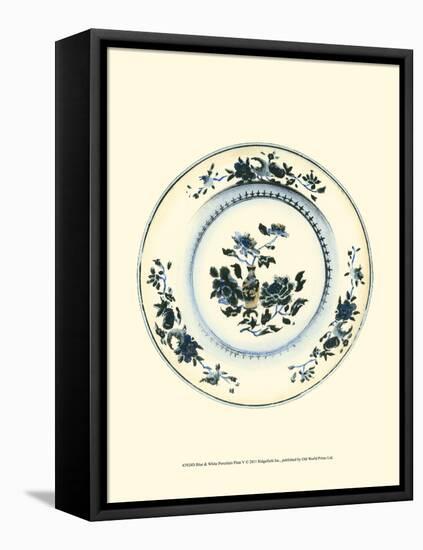 Blue and White Porcelain Plate V-null-Framed Stretched Canvas