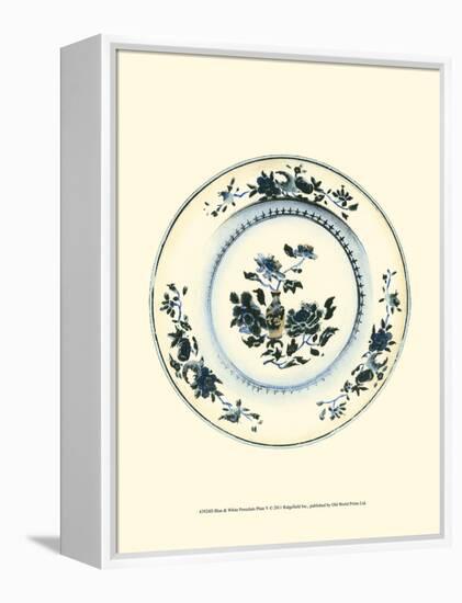 Blue and White Porcelain Plate V-null-Framed Stretched Canvas