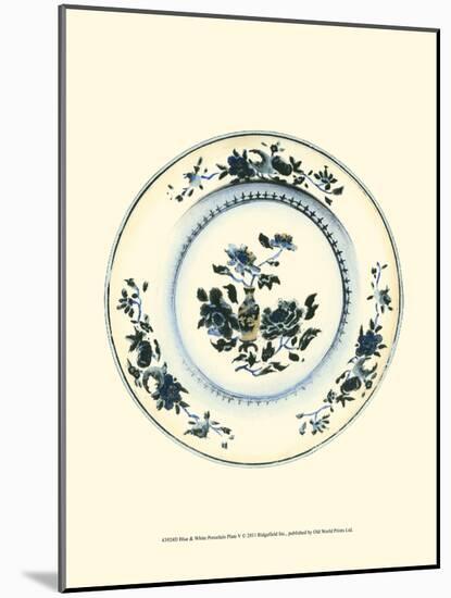 Blue and White Porcelain Plate V-null-Mounted Art Print