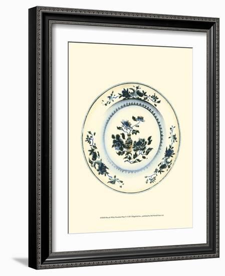 Blue and White Porcelain Plate V-null-Framed Art Print