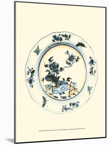 Blue and White Porcelain Plate VI-null-Mounted Art Print