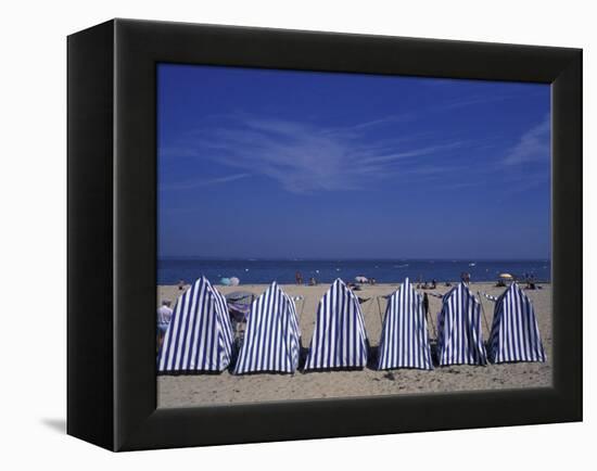 Blue and White Wind Breaker Tents, Aquitania, France-Michele Molinari-Framed Premier Image Canvas