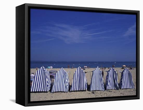 Blue and White Wind Breaker Tents, Aquitania, France-Michele Molinari-Framed Premier Image Canvas