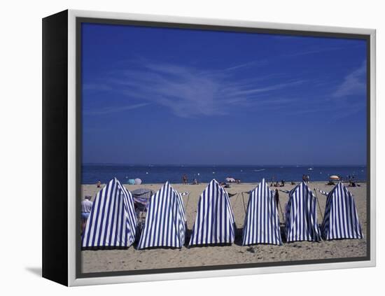 Blue and White Wind Breaker Tents, Aquitania, France-Michele Molinari-Framed Premier Image Canvas