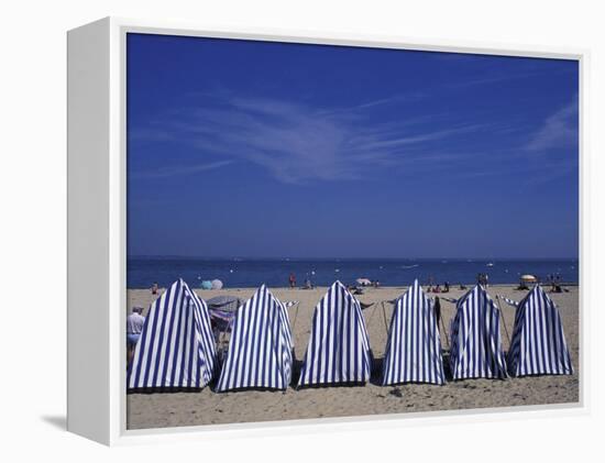 Blue and White Wind Breaker Tents, Aquitania, France-Michele Molinari-Framed Premier Image Canvas