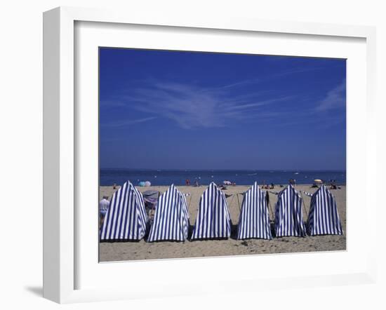 Blue and White Wind Breaker Tents, Aquitania, France-Michele Molinari-Framed Photographic Print