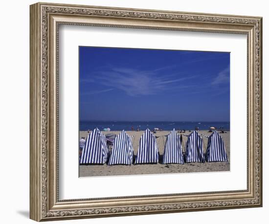 Blue and White Wind Breaker Tents, Aquitania, France-Michele Molinari-Framed Photographic Print