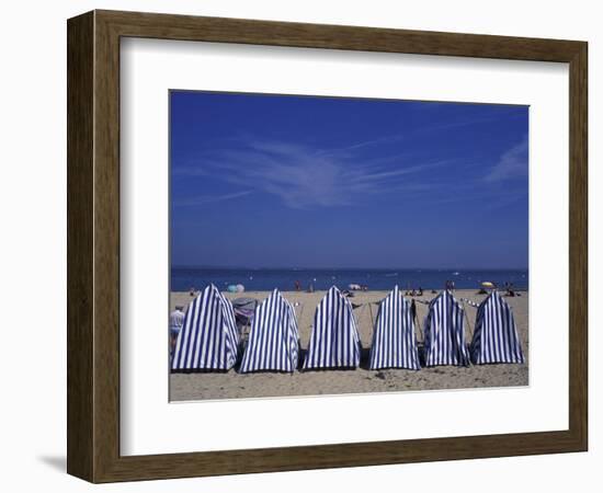 Blue and White Wind Breaker Tents, Aquitania, France-Michele Molinari-Framed Photographic Print