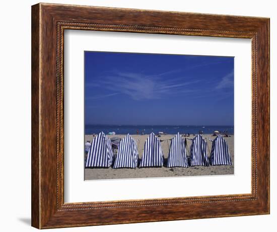 Blue and White Wind Breaker Tents, Aquitania, France-Michele Molinari-Framed Photographic Print