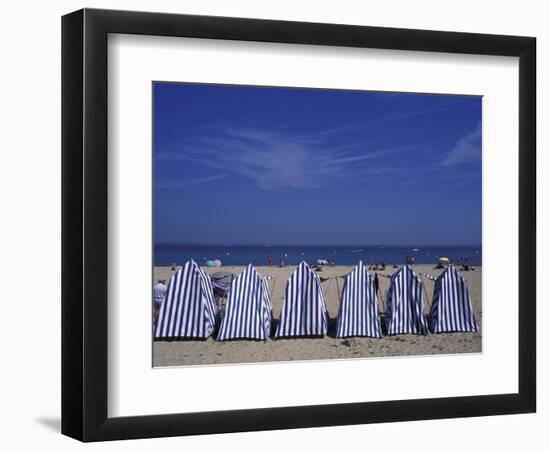 Blue and White Wind Breaker Tents, Aquitania, France-Michele Molinari-Framed Photographic Print