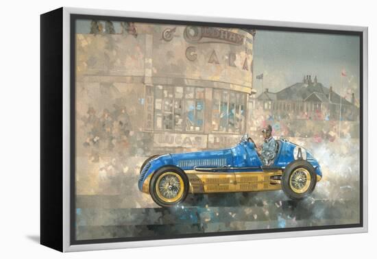 Blue and Yellow Maserati of Bira-Peter Miller-Framed Premier Image Canvas