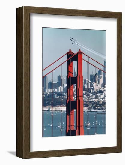 Blue Angels Fly at Golden Gate Bridge, San Francisco-Vincent James-Framed Photographic Print