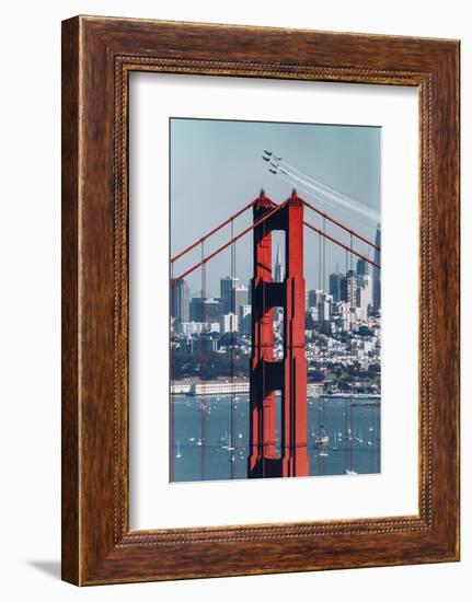 Blue Angels Fly at Golden Gate Bridge, San Francisco-Vincent James-Framed Photographic Print