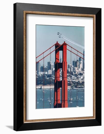 Blue Angels Fly at Golden Gate Bridge, San Francisco-Vincent James-Framed Photographic Print
