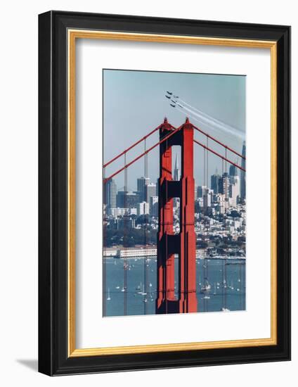 Blue Angels Fly at Golden Gate Bridge, San Francisco-Vincent James-Framed Photographic Print