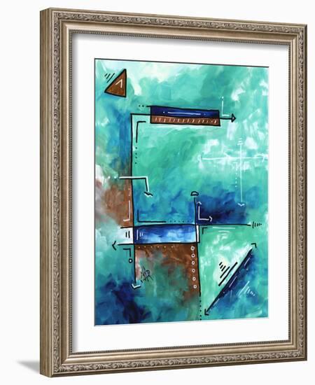 Blue Aqua Brown Abstract PoP Art-Megan Aroon Duncanson-Framed Art Print