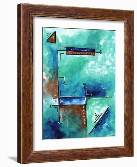 Blue Aqua Brown Abstract PoP Art-Megan Aroon Duncanson-Framed Art Print