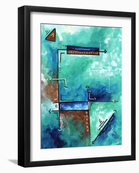 Blue Aqua Brown Abstract PoP Art-Megan Aroon Duncanson-Framed Art Print