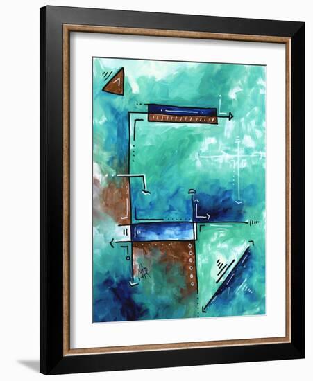 Blue Aqua Brown Abstract PoP Art-Megan Aroon Duncanson-Framed Art Print