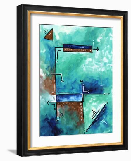 Blue Aqua Brown Abstract PoP Art-Megan Aroon Duncanson-Framed Art Print